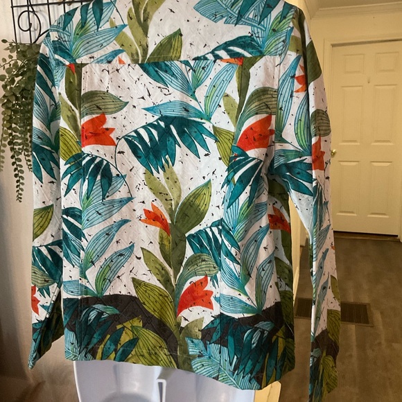 Life Style Tropical Leaf Print Blazer - Picture 2 of 11